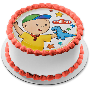 Caillou Blue Dinosaur Stars Edible Cake Topper Image ABPID00532