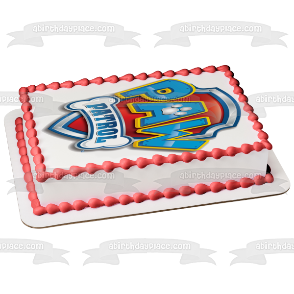 Paw Patrol Logo Shield Bone Pawprint Edible Cake Topper Image ABPID00538