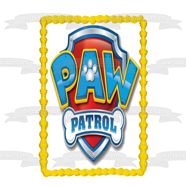 Paw Patrol Logo Shield Bone Pawprint Edible Cake Topper Image ABPID00538