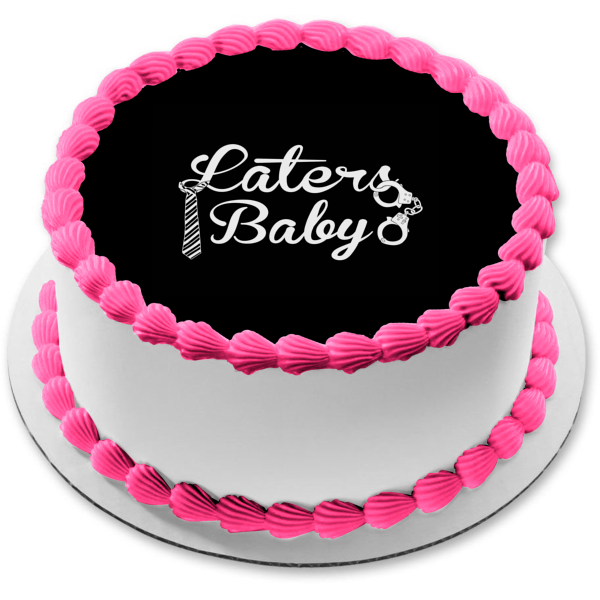 Decoración comestible para tarta con diseño de esposas y corbata de bebé de Cincuenta sombras de Grey ABPID00608 