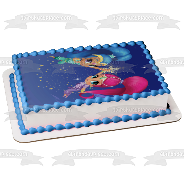 Shimmer and Shine Night Time Stars Edible Cake Topper Image ABPID00614