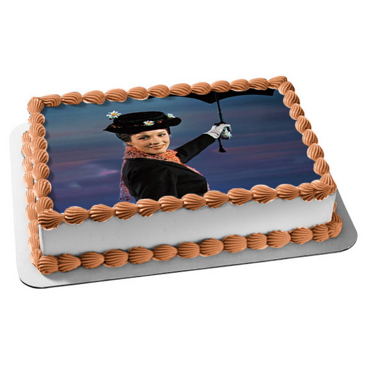 Mary Poppins with Her Umbrella Original Movie Edible Cake Topper Image ABPID00015
