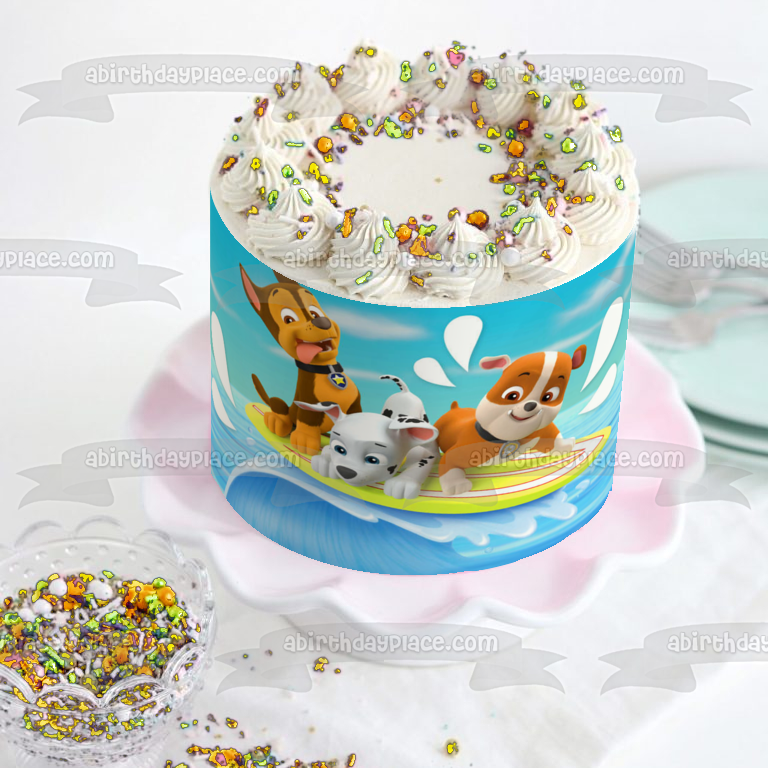 Paw Patrol Splashy Fun Rubble Marshall and Zuma Edible Cake Topper Image ABPID00027