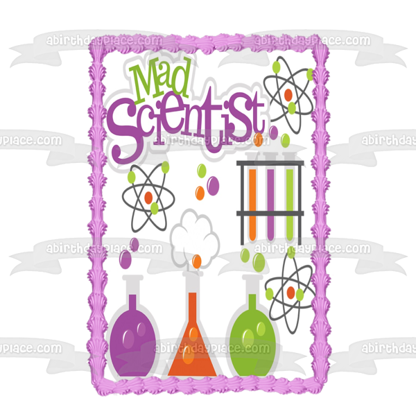 Mad Scientist Clip Art Beaker Test Tubes Edible Cake Topper Image ABPID00843