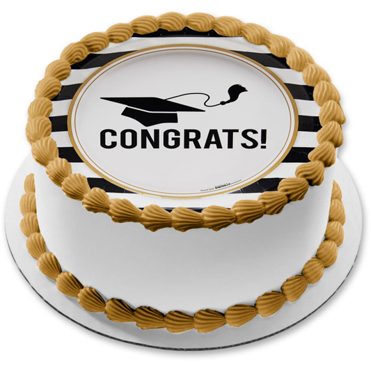 ¡Felicitaciones! Imagen comestible para decoración de tarta con gorro de graduado ABPID00073 