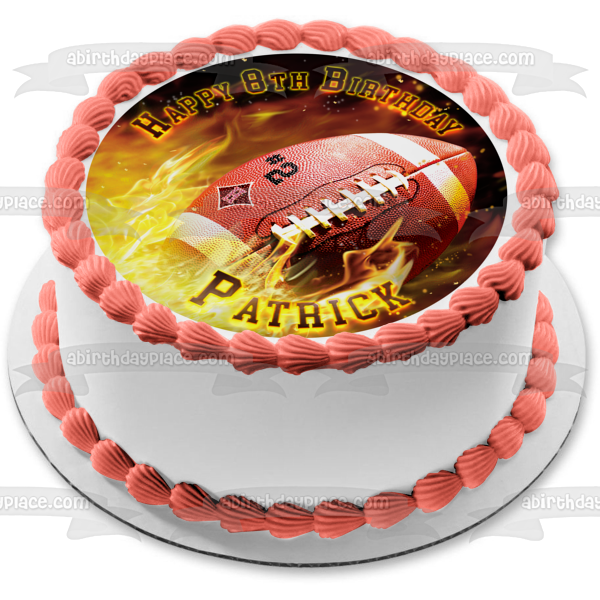 Football In Flames Edible Cake Topper Image ABPID54604