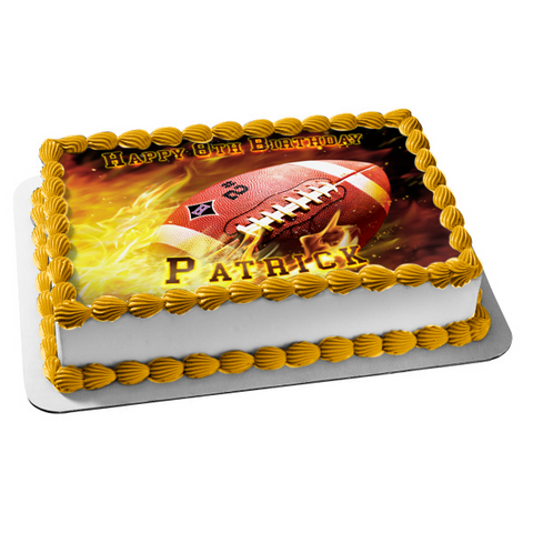 Football In Flames Edible Cake Topper Image ABPID54604
