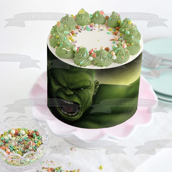 The Avengers The Hulk Angry Bruce Banner Face Edible Cake Topper Image ABPID00186