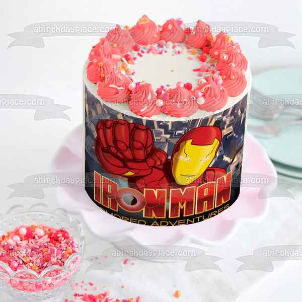 Iron Man Armored Adventures Fist Bumping Edible Cake Topper Image ABPID00520