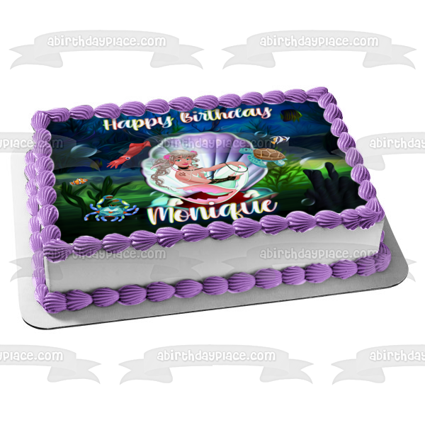 Caucasian Mermaid Sea Life and Creatures Edible Cake Topper Image ABPID54610