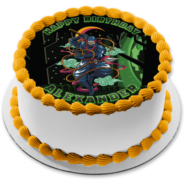Ninja Night Scene Edible Cake Topper Image ABPID54616