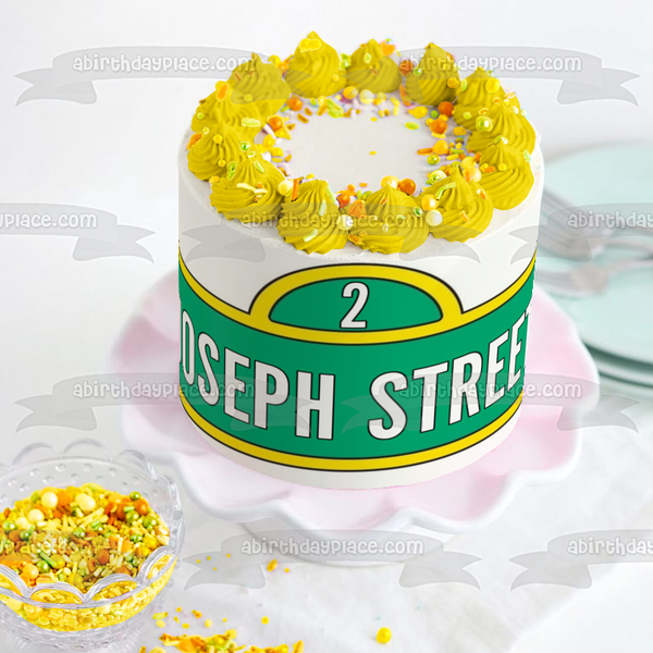 Sesame Street Logo Street Sign Personalized Edible Cake Topper Image ABPID00822