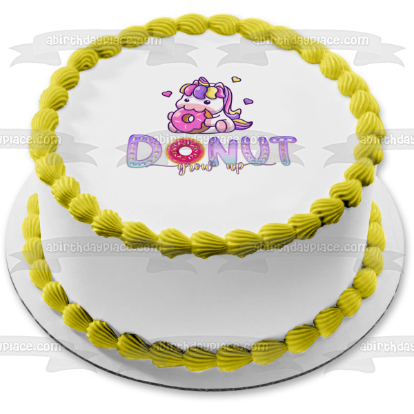 Donut Grow Up Unicorn Eating Donut Edible Cake Topper Image ABPID54612
