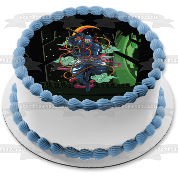 Ninja Night Scene Edible Cake Topper Image ABPID54616