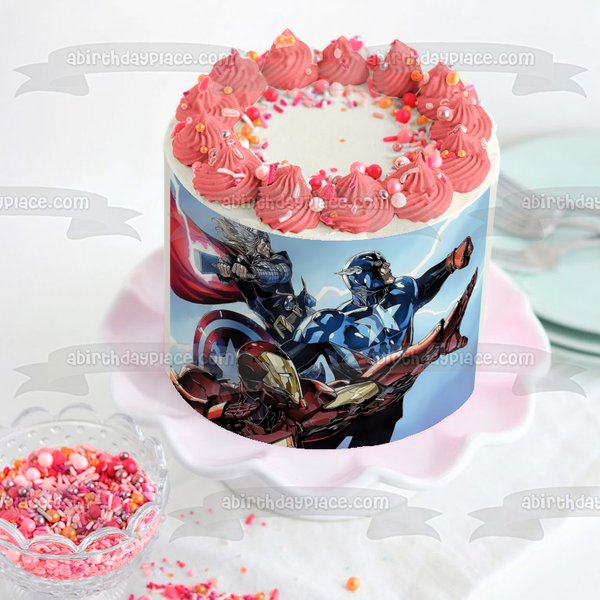 Thor Captain America and Iron Man Edible Cake Topper Image ABPID00826