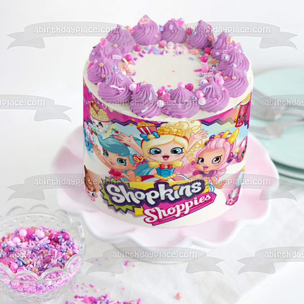 Shopkins Shoppies Popette Jessicake Bubbleisha Edible Cake Topper Image ABPID00834