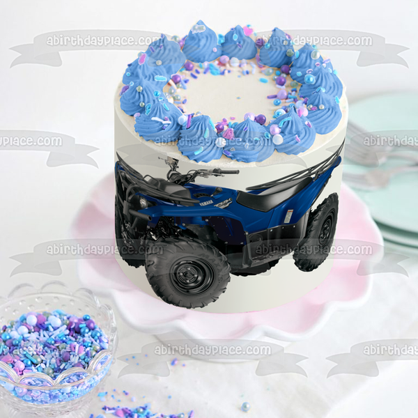 Atv Blue Yamaha 4 Wheeler Edible Cake Topper Image ABPID00916