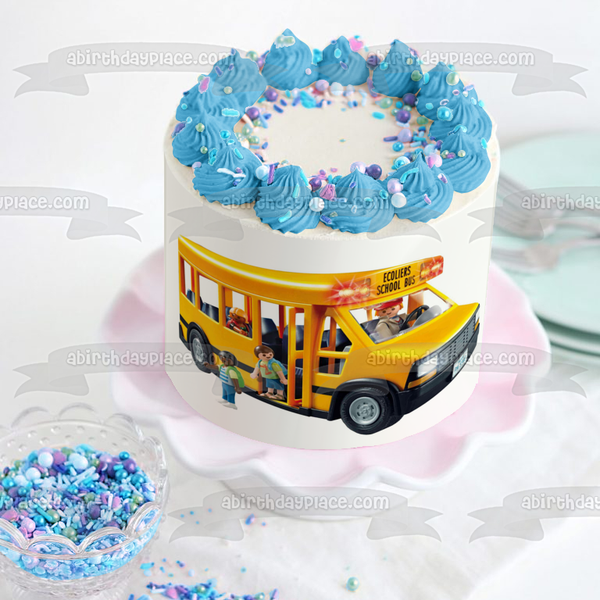 Playmobil Ecoliers School Bus Children Edible Cake Topper Image ABPID00984