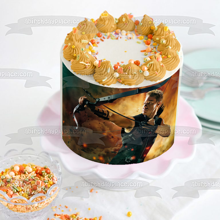 Hawkeye Clint Barton Shooting an Arrow Edible Cake Topper Image ABPID01000