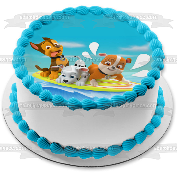 Paw Patrol Splashy Fun Rubble Marshall and Zuma Edible Cake Topper Image ABPID00027