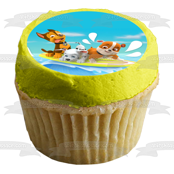 Paw Patrol Splashy Fun Rubble Marshall and Zuma Edible Cake Topper Image ABPID00027
