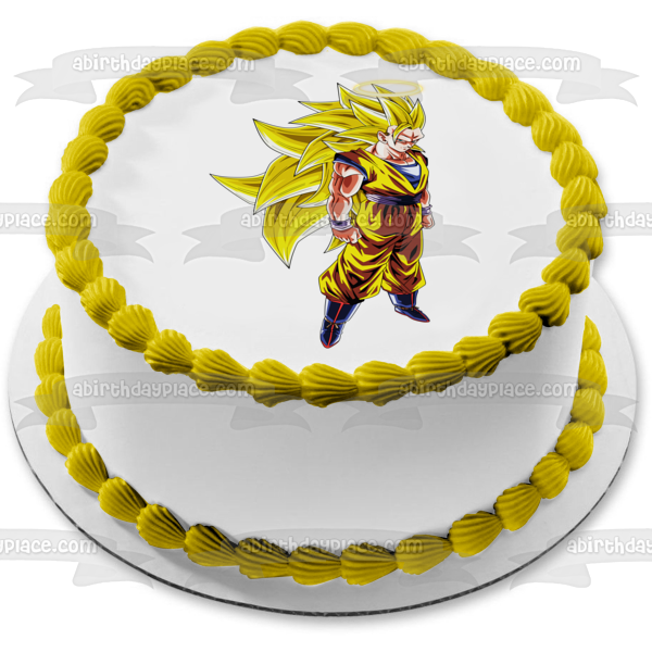 Goku Super Saiyan 3 Dragon Ball Edible Cake Topper Image ABPID00039
