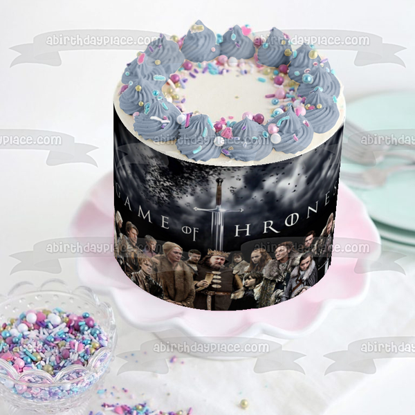 Game of Thrones Daenerys Targaryen Jon Snow Arya Stark Tyrion Lannister Ygritte and a Sword Edible Cake Topper Image ABPID01037