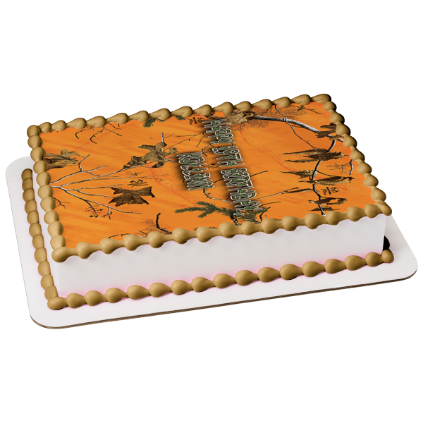 Realtree Camo Orange Edible Cake Topper Image ABPID01042