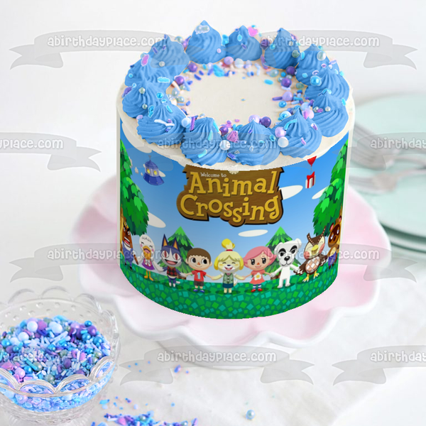 Welcome to Animal Crossing K. K. Slider and Friends Edible Cake Topper Image ABPID01079