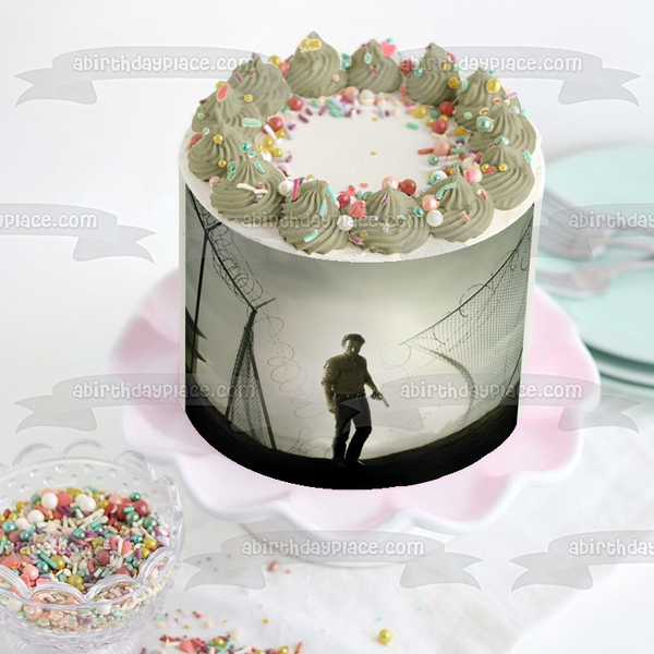 The Walking Dead Rick Falling Fence Edible Cake Topper Image ABPID01126