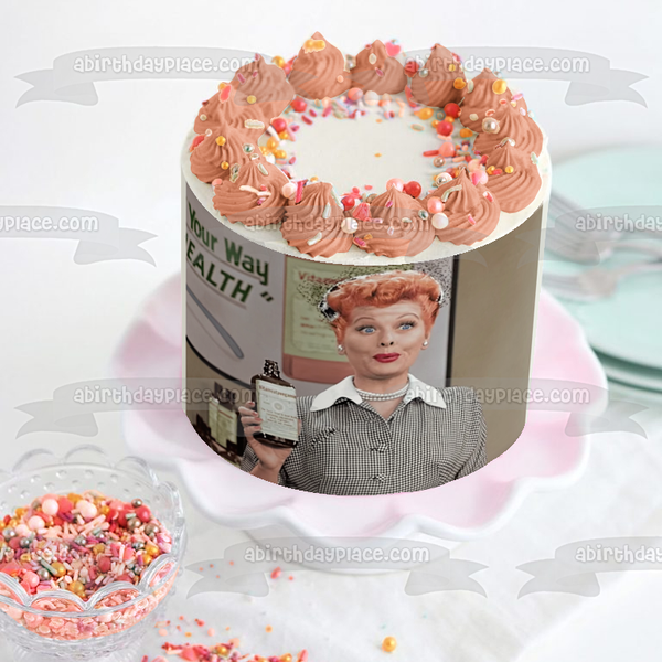 I Love Lucy Lucille Ball Vitameatavegamin Commercial Edible Cake Topper Image ABPID01236
