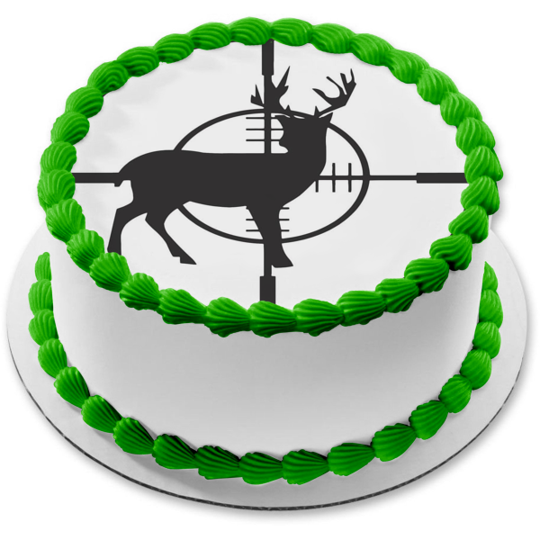 Deer Hunting Target Silhouette Black and White Edible Cake Topper Image ABPID01437