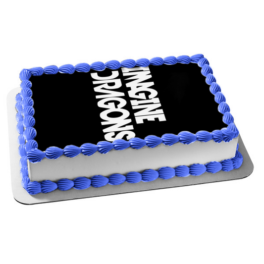 Imagine Dragons Logo Music In Black and White Edible Cake Topper Image ABPID01473