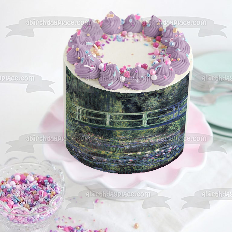 Claude Monet Waterlillies Painting Edible Cake Topper Image ABPID01483