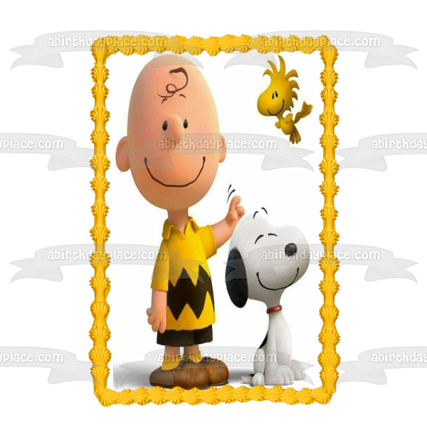 Peanuts Charlie Brown Snoopy and Woodstock Edible Cake Topper Image ABPID01564