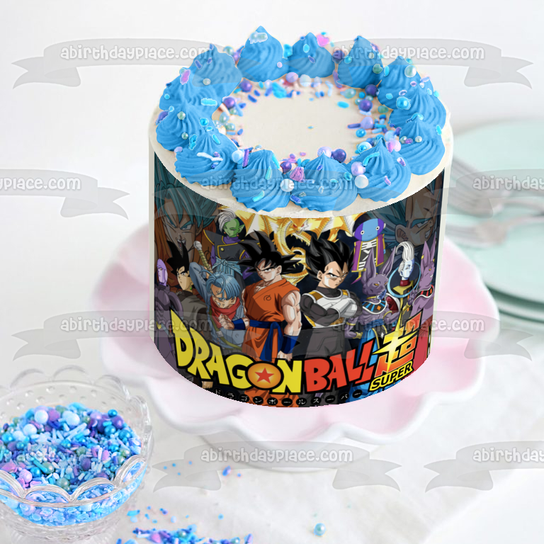 Decoración comestible para tarta de Dragon Ball Super Goku Broly y Cheelai Imagen ABPID01634 