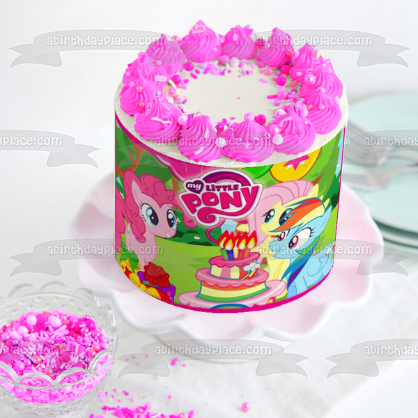 My Little Pony Birthday Cake and Presents Edible Cake Topper Image ABPID01688