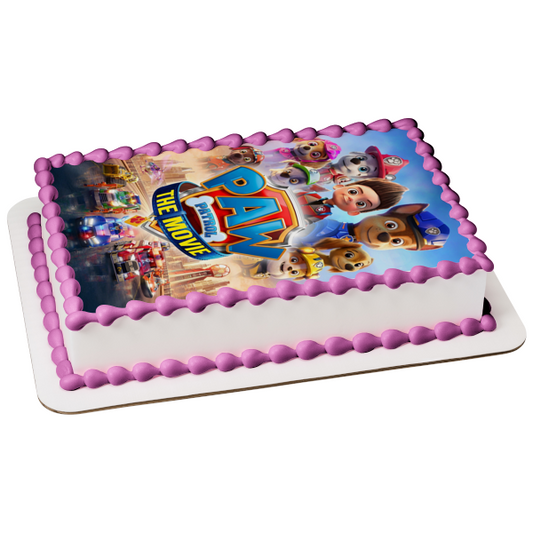 Paw Patrol: The Movie Movie Poster Zuma Skye Marshall Ryder Chase Everest Liberty Rubble Edible Cake Topper Image ABPID54628