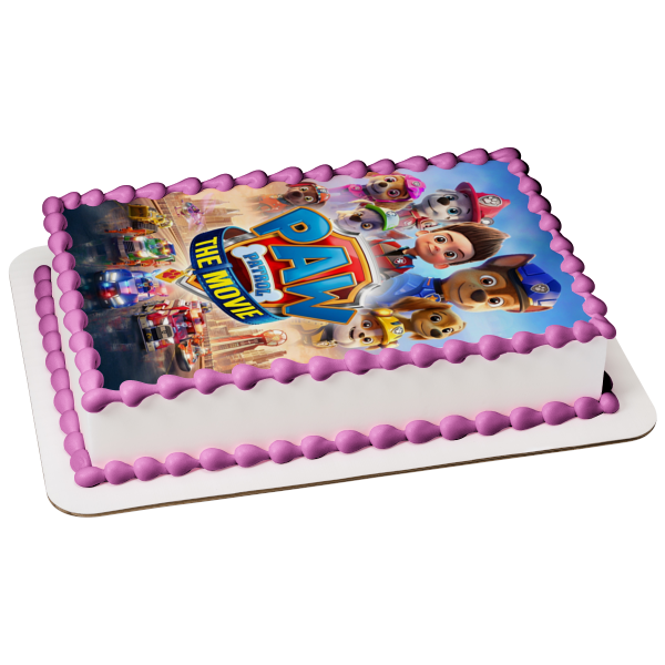 Paw Patrol: The Movie Movie Poster Zuma Skye Marshall Ryder Chase Everest Liberty Rubble Edible Cake Topper Image ABPID54628