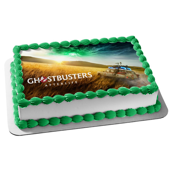 Ghostbusters: Afterlife Ecto-1  Car In a Field Edible Cake Topper Image ABPID54653