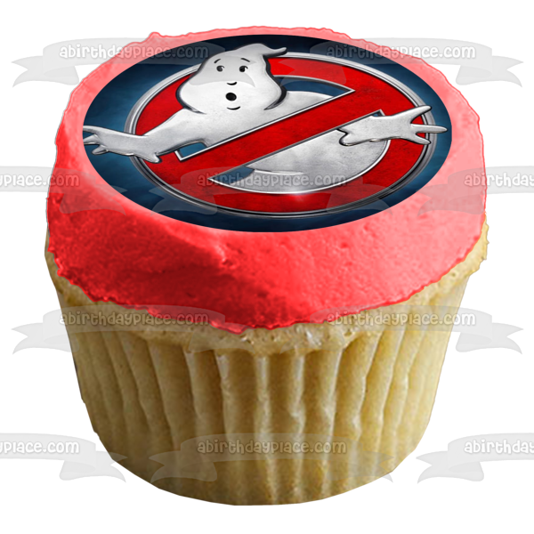 Ghostbusters: Afterlife Logo with Mooglie and a Blue Background Edible Cake Topper Image ABPID54661