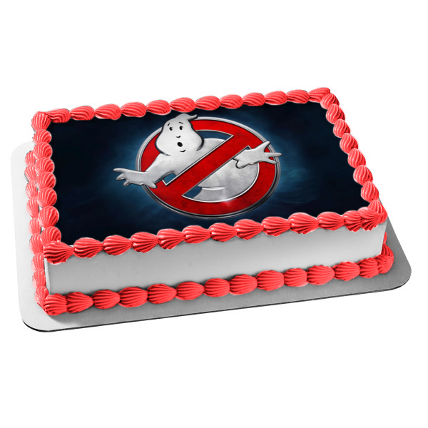 Ghostbusters: Afterlife Logo with Mooglie and a Blue Background Edible Cake Topper Image ABPID54661