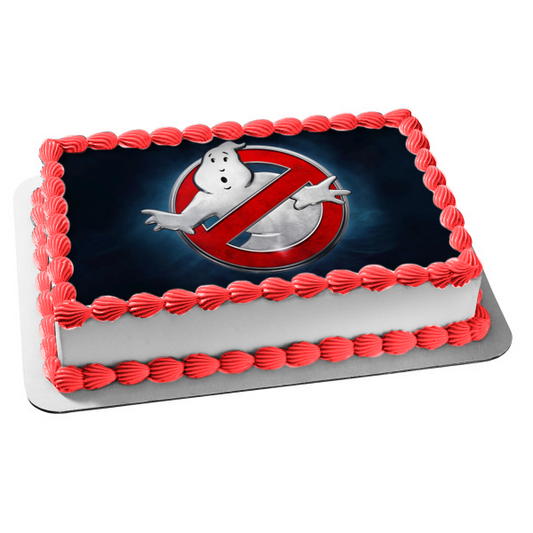 Ghostbusters: Afterlife Logo with Mooglie and a Blue Background Edible Cake Topper Image ABPID54661
