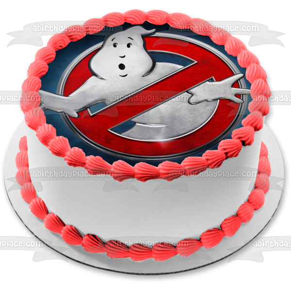 Ghostbusters: Afterlife Logo with Mooglie and a Blue Background Edible Cake Topper Image ABPID54661