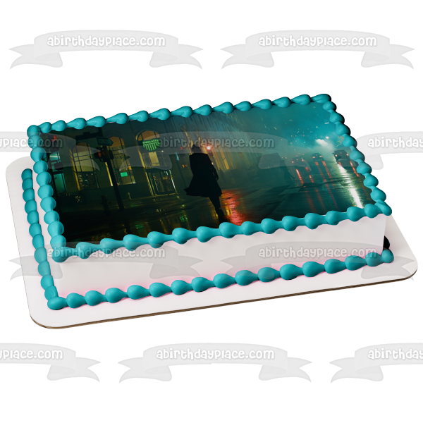 The Matrix Resurrections Neo Walking In the Rain Edible Cake Topper Image ABPID54732