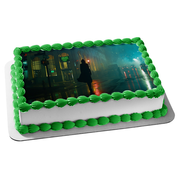 The Matrix Resurrections Neo Walking In the Rain Edible Cake Topper Image ABPID54732