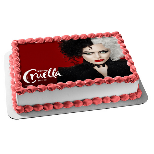 Cruella Red Background Edible Cake Topper Image ABPID54672