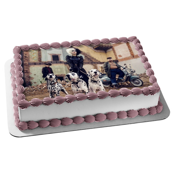 Cruella and Dalmatians Edible Cake Topper Image ABPID54674