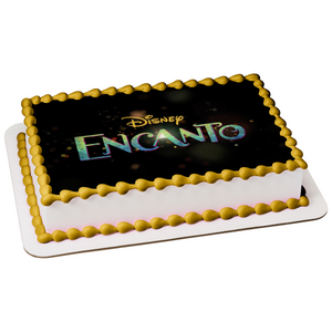 Disney Encanto Logo on a Black Background Edible Cake Topper Image ABPID54676
