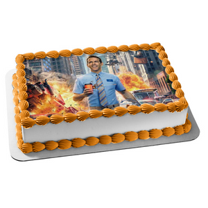 Free Guy Explosions In Background Edible Cake Topper Image ABPID54751
